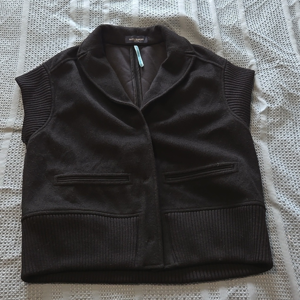 PIAZZA SEMPIONE Wool Angora Jacket Vest Black 8 Preppy Grunge Dark Academia